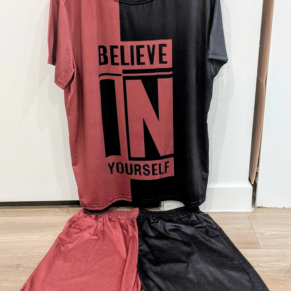Red and Black Pajama Set with Bold Design